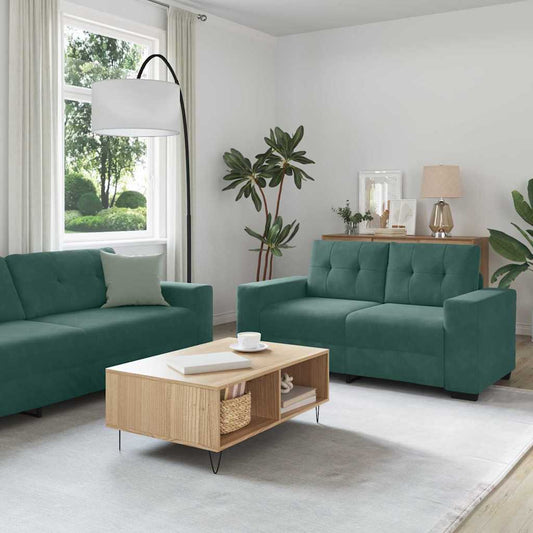 Sofa Set mit Kissen 3 pcs Dunkelgrün 221 x 78 x 80 cm Samt