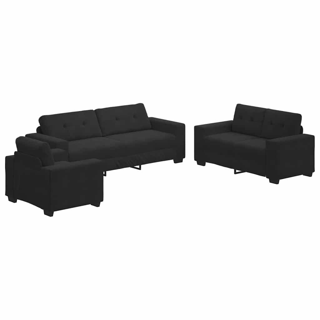 Sofa Set mit Kissen 3 pcs Schwarz 221 x 78 x 80 cm Samt