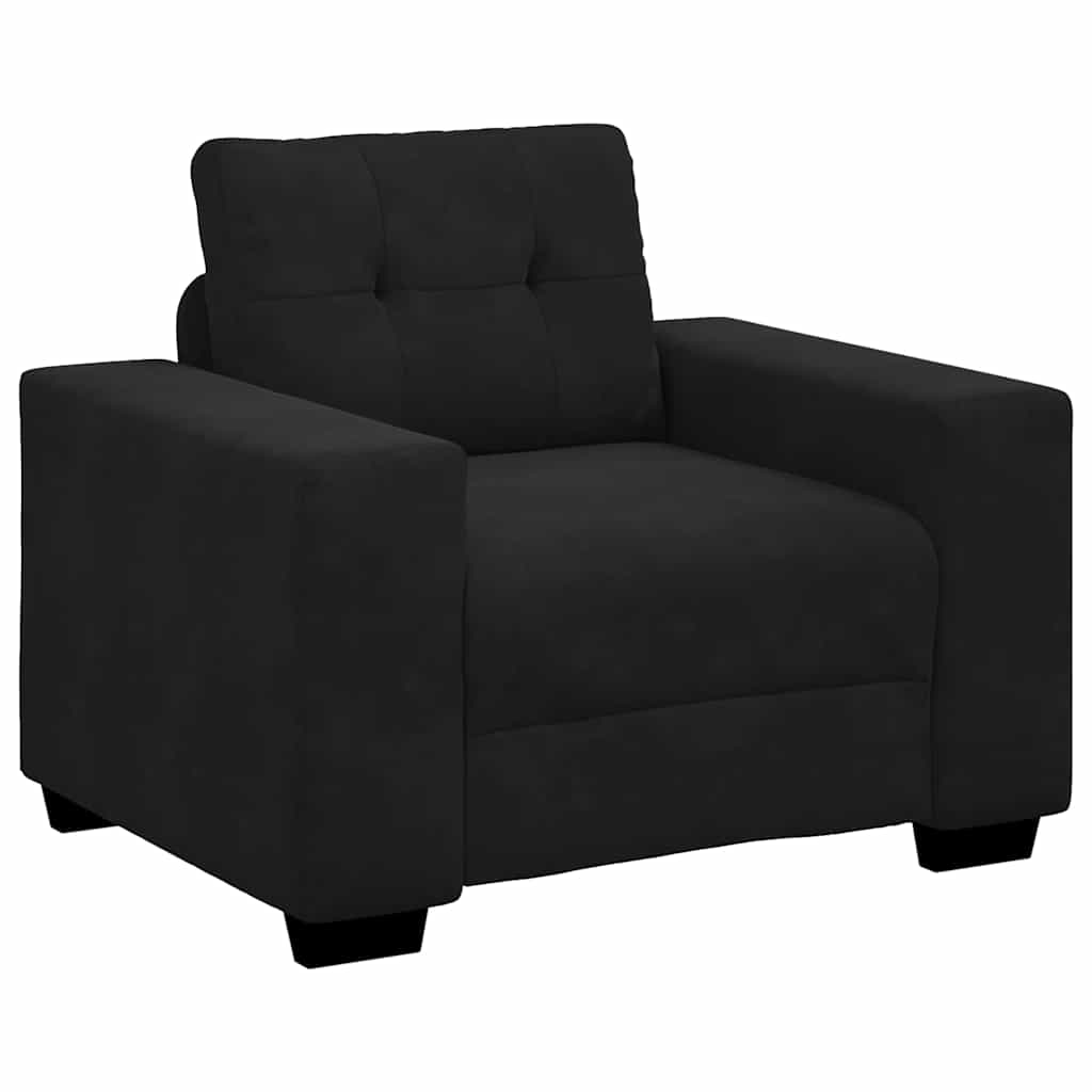 Sofa Set mit Kissen 3 pcs Schwarz 221 x 78 x 80 cm Samt