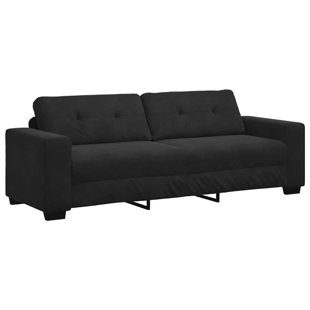 Sofa Set mit Kissen 3 pcs Schwarz 221 x 78 x 80 cm Samt