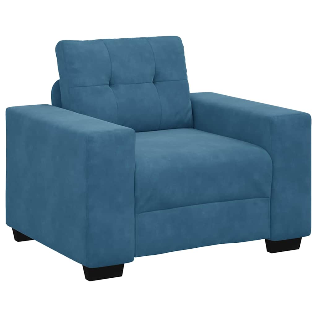 Sofa Set mit Kissen 3 pcs Blau 221 x 78 x 80 cm Samt
