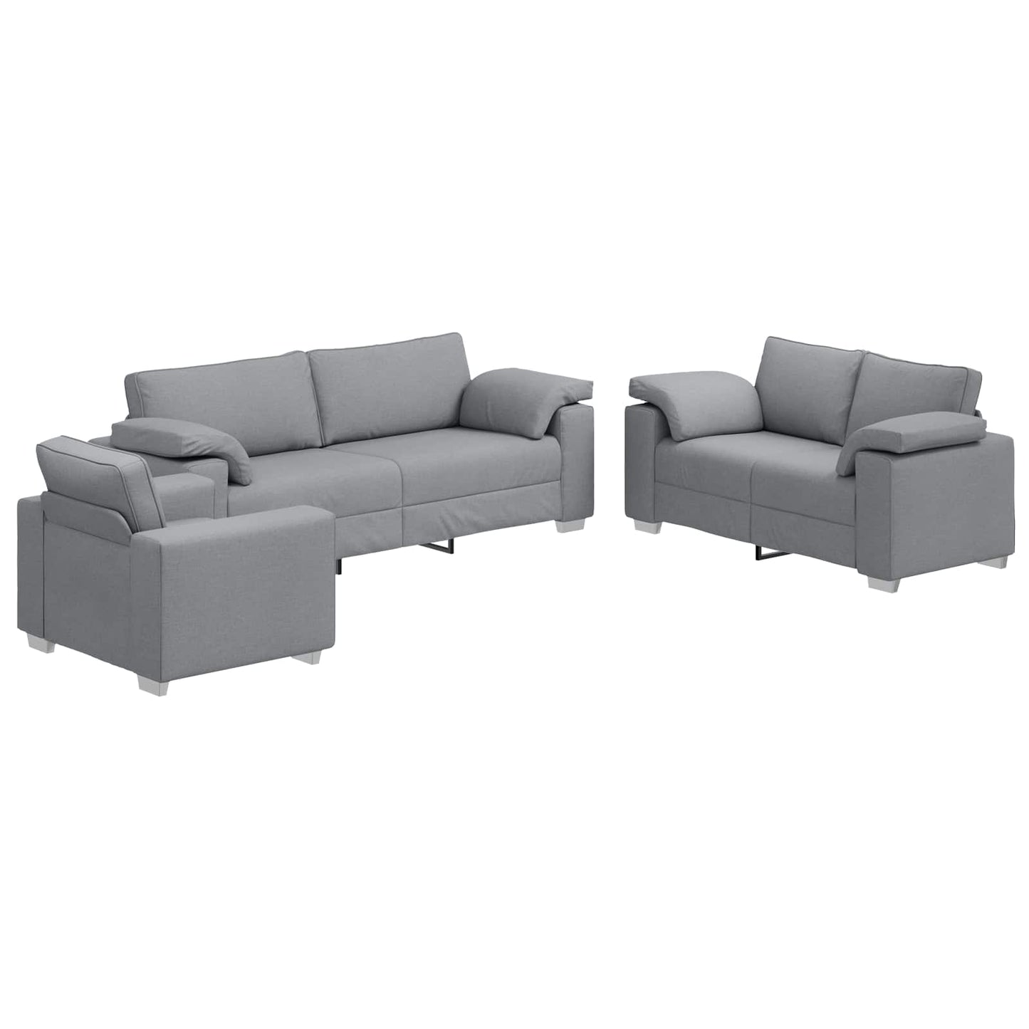 Sofa 3 stk. Hellgrau Stoff