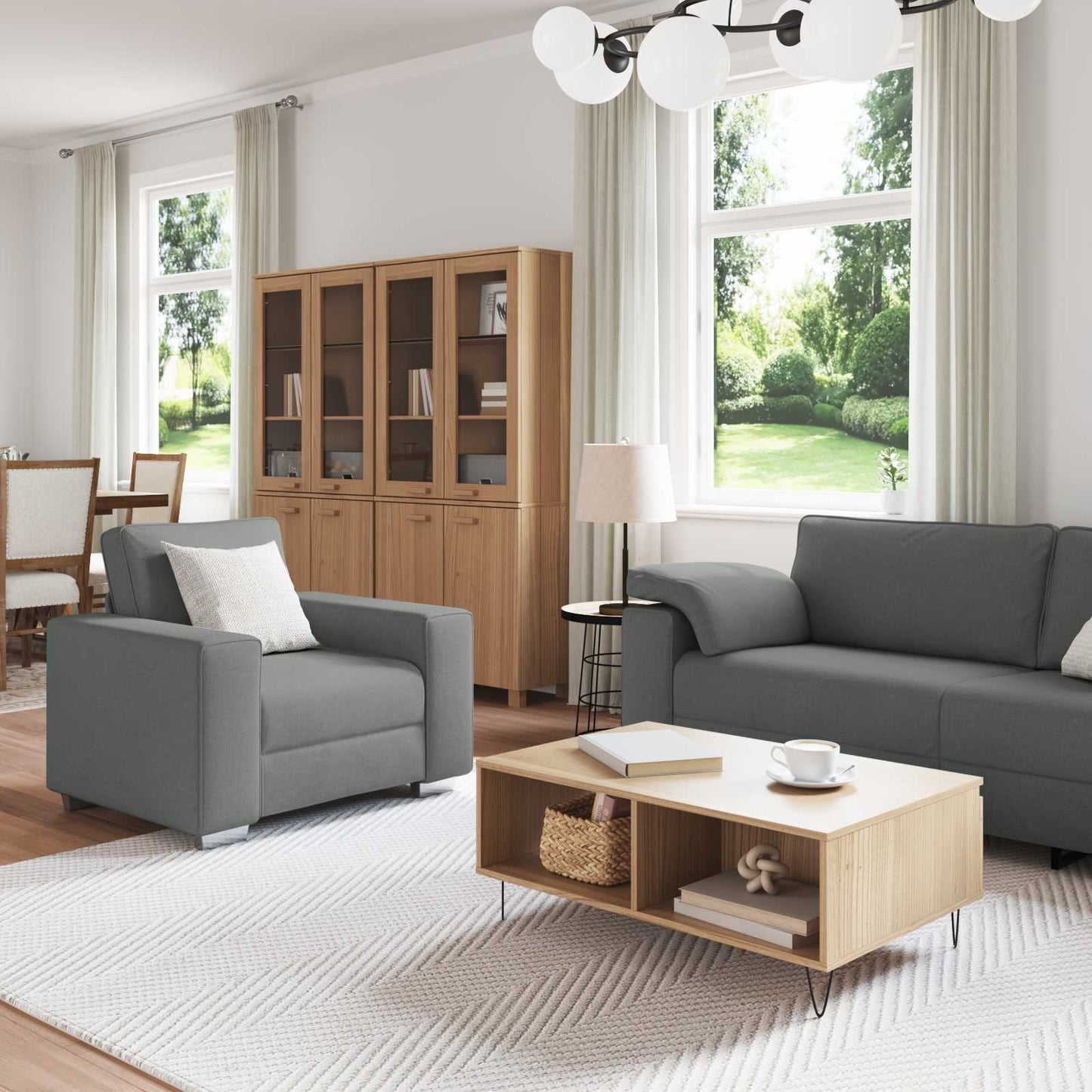 Sofa 3 pcs Dunkelgrau 219 x 80 x 82 cm Stoff