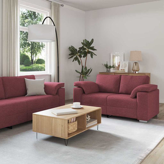 Sofa Set mit Kissen 3 pcs Weinrot 219 x 77 x 82 cm Stoff