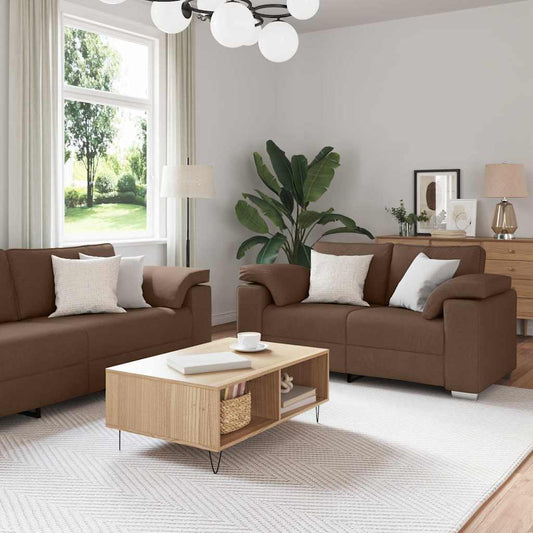 Sofa Set mit Kissen 3 pcs Braun 219 x 77 x 82 cm Stoff