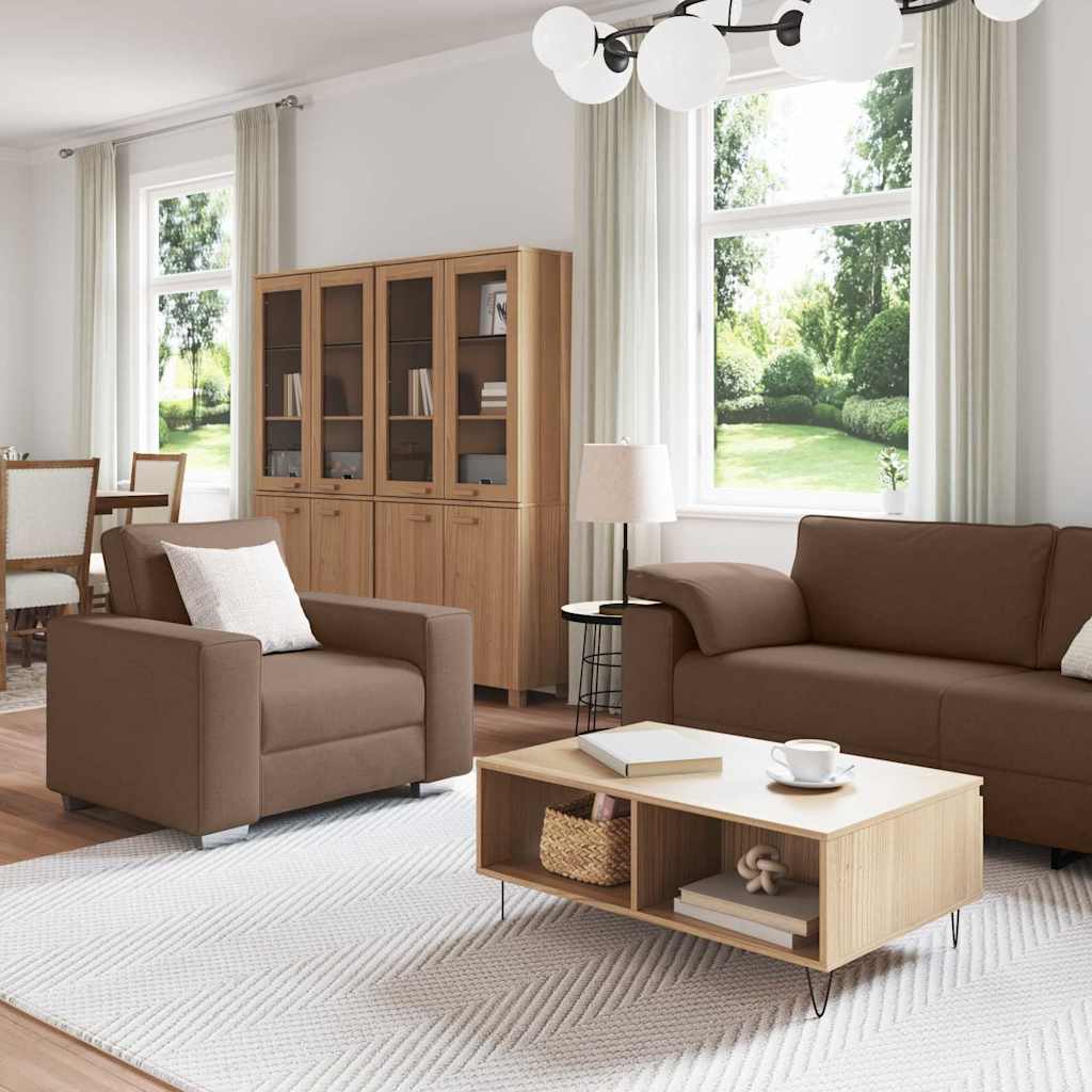 Sofa Set mit Kissen 3 pcs Braun 219 x 77 x 82 cm Stoff
