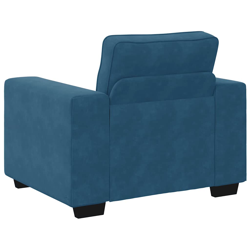 3-tlg. Sofagarnitur mit Kissen Blau Samt
