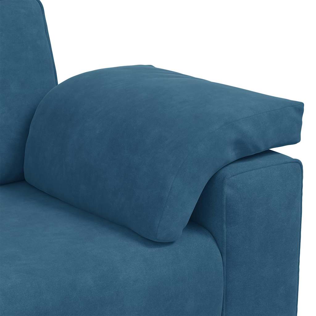 3-tlg. Sofagarnitur mit Kissen Blau Samt