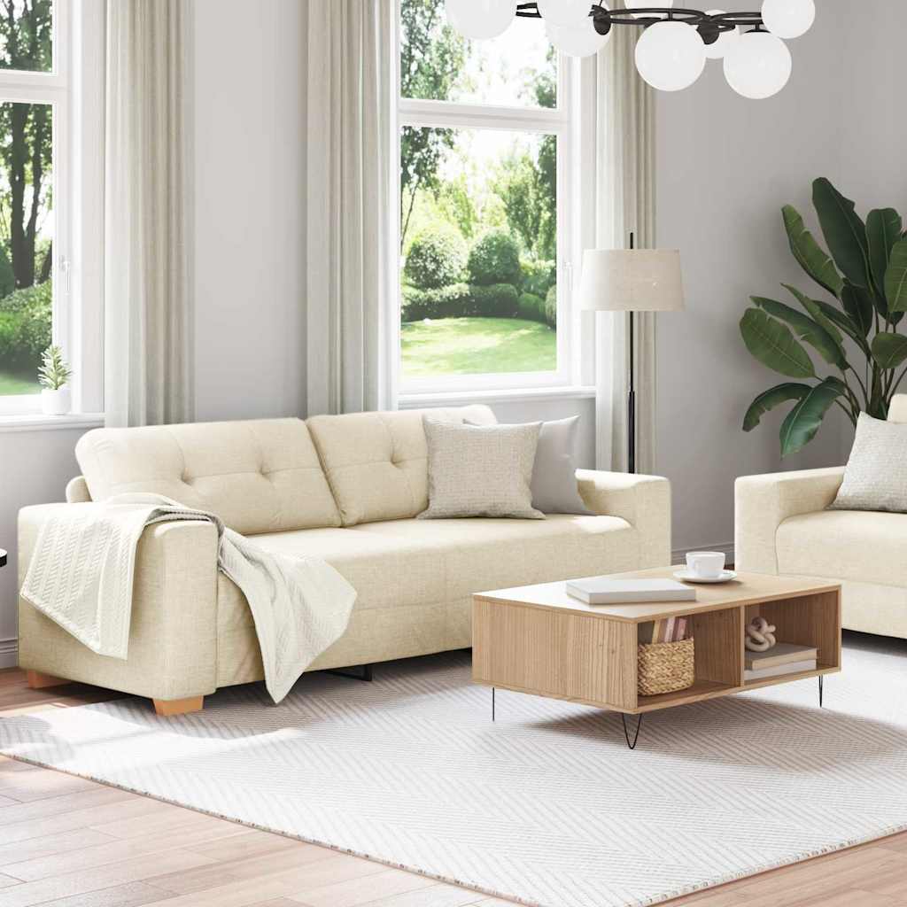 Sofa mit Kissen mit Kissen 2 pcs Beige 220 x 78 x 84 cm Leinen