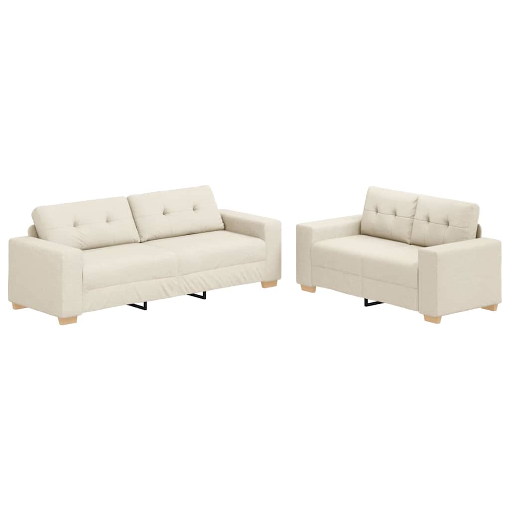 Sofa mit Kissen mit Kissen 2 pcs Beige 220 x 78 x 84 cm Leinen