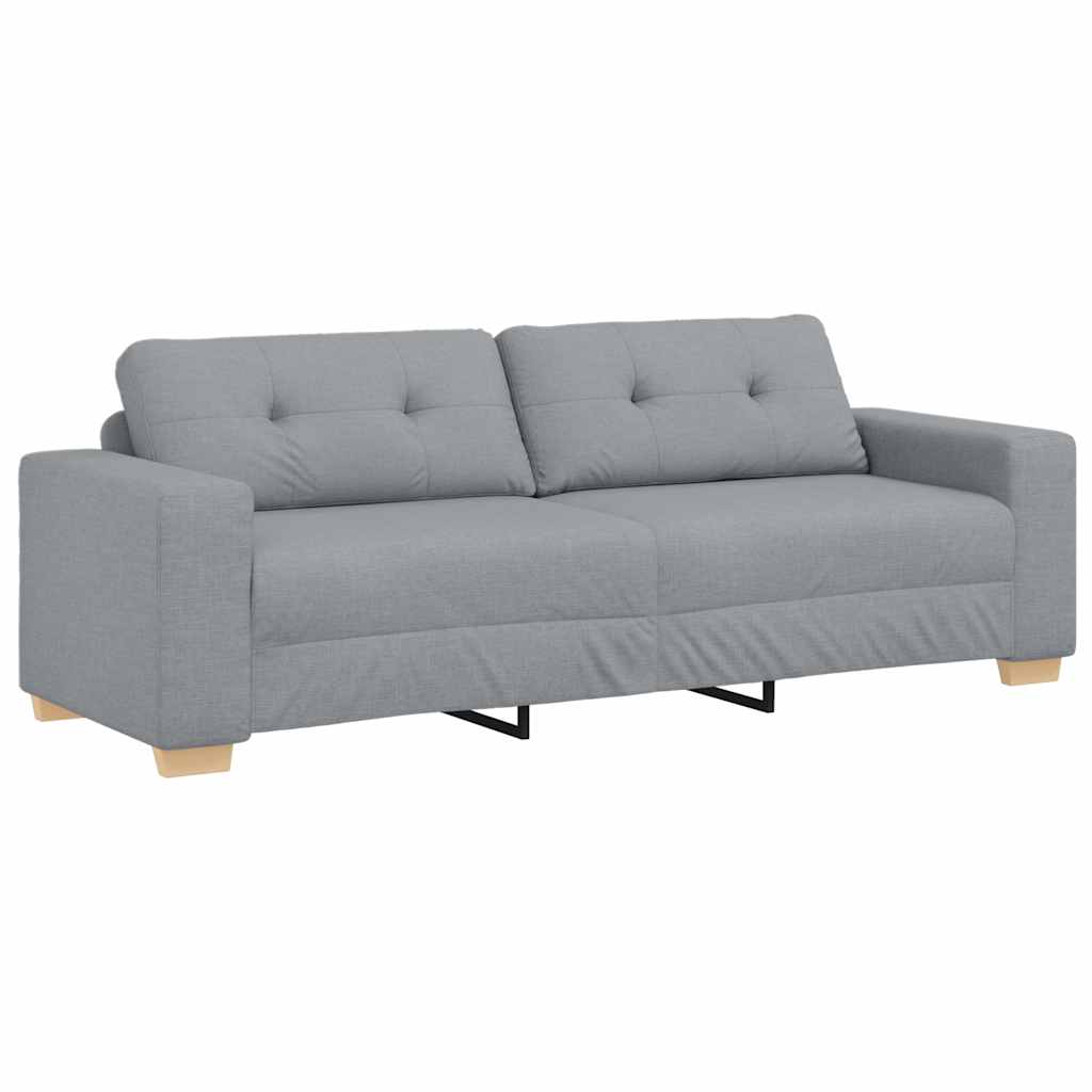 2-teiliges Sofa-Set mit Kissen, hellgrauer Stoff