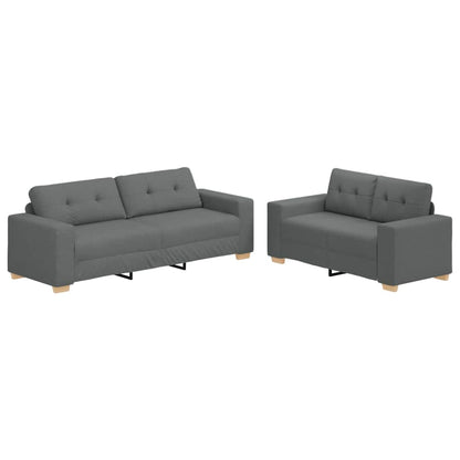 2-teiliges Sofa-Set mit Kissen, dunkelgrauer Stoff