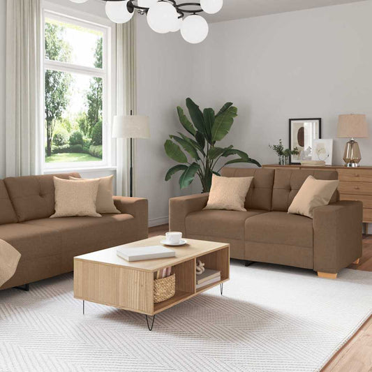Sofa Set mit Kissen 2 pcs Braun 221 x 78 x 80 cm Stoff
