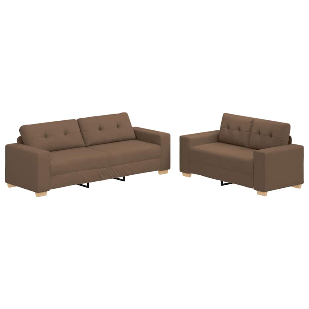 Sofa Set mit Kissen 2 pcs Braun 221 x 78 x 80 cm Stoff