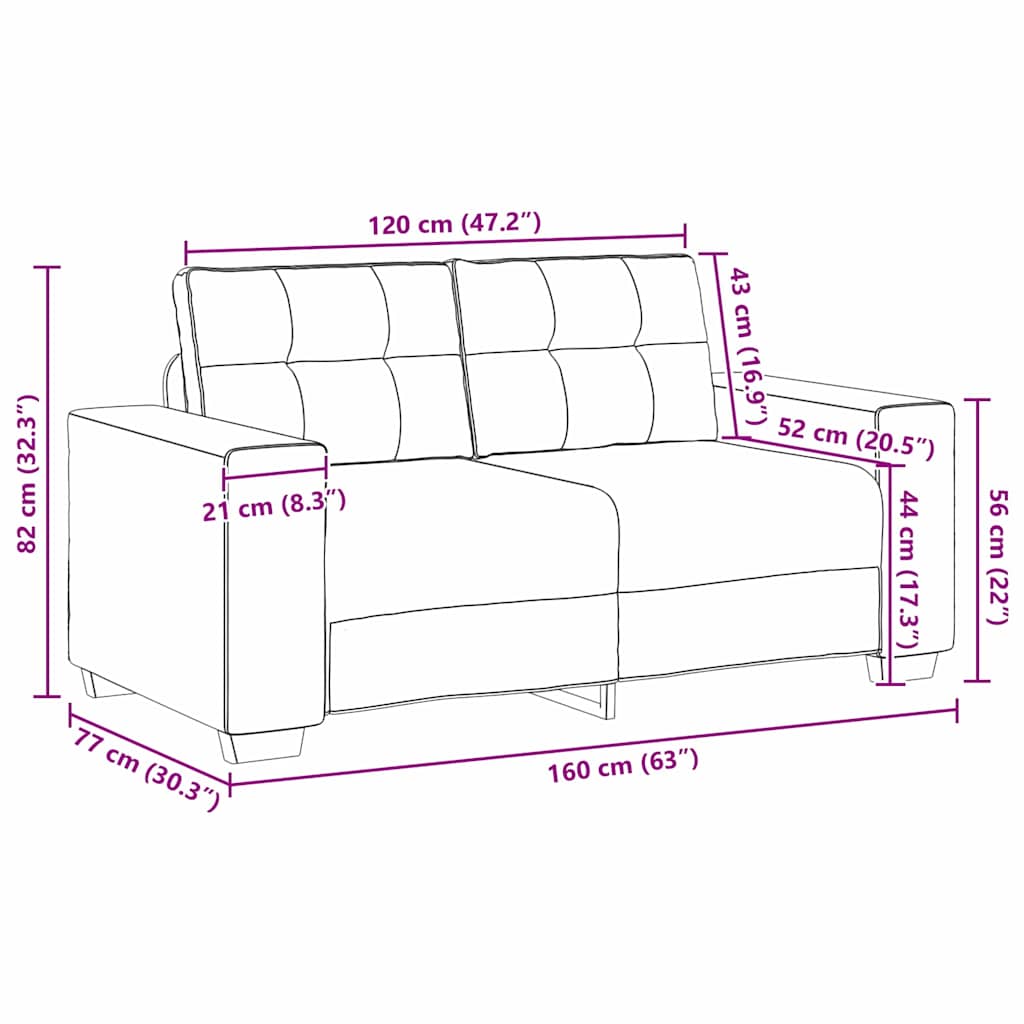 Sofa Set mit Kissen 2 pcs Braun 221 x 78 x 80 cm Stoff