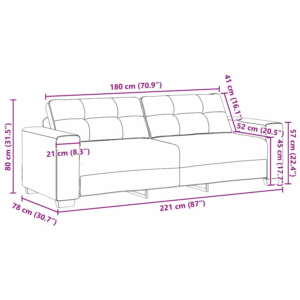 Sofa Set mit Kissen 2 pcs Braun 221 x 78 x 80 cm Stoff