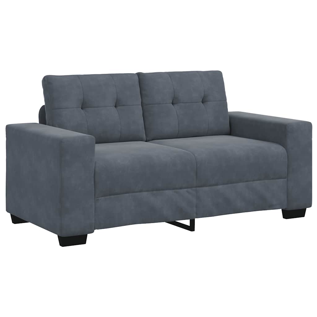 2-teiliges Sofa-Set mit Kissen, dunkelgrauer Samt