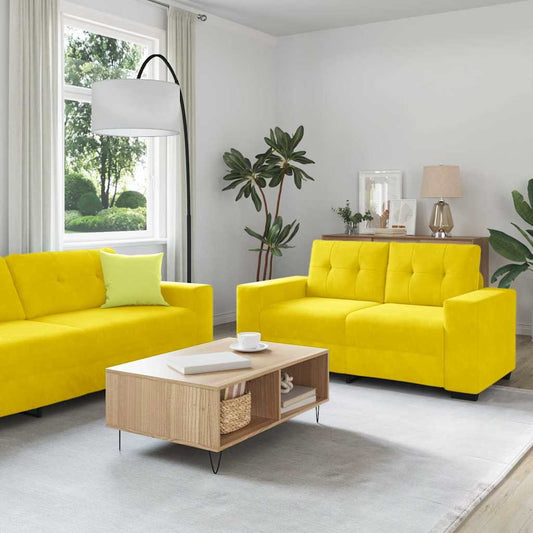 Sofa Set 2 pcs Gelb 221 x 78 x 80 cm Samt