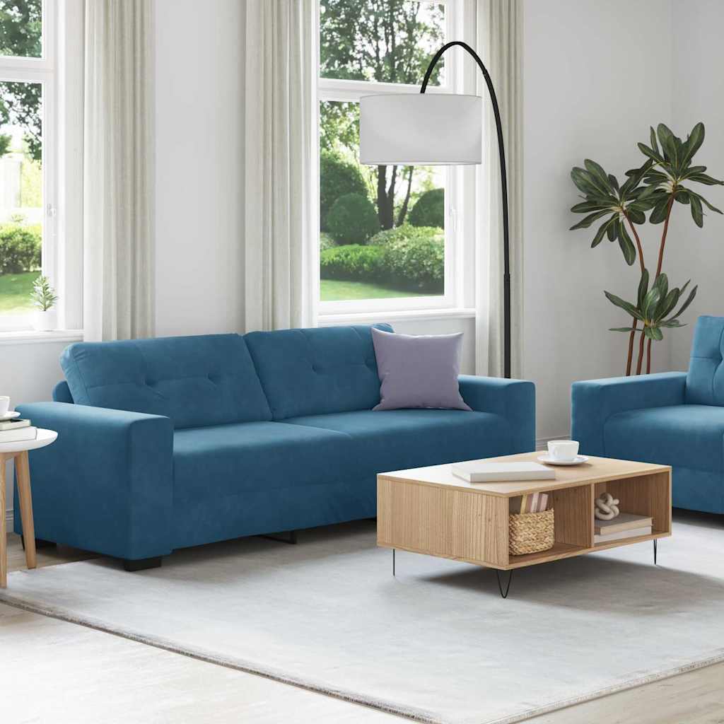 Sofa Set 2 pcs Blau 221 x 78 x 80 cm Samt