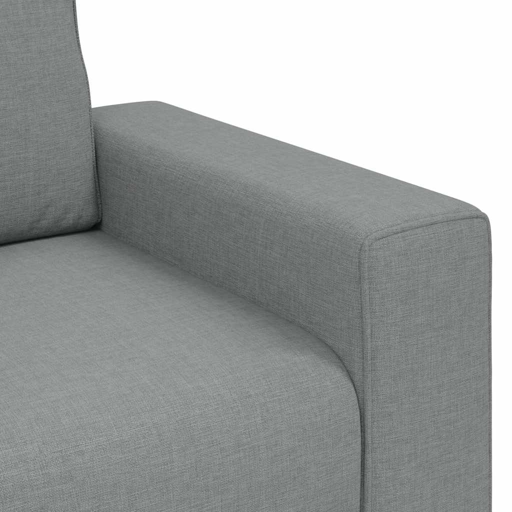 2-tlg. Sofagarnitur mit Kissen Hellgrau Stoff