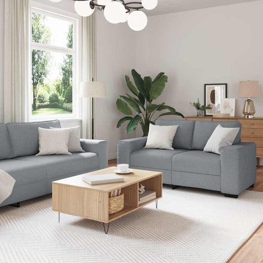 Ensemble de canapé 2 pièces avec coussins en tissu gris clair