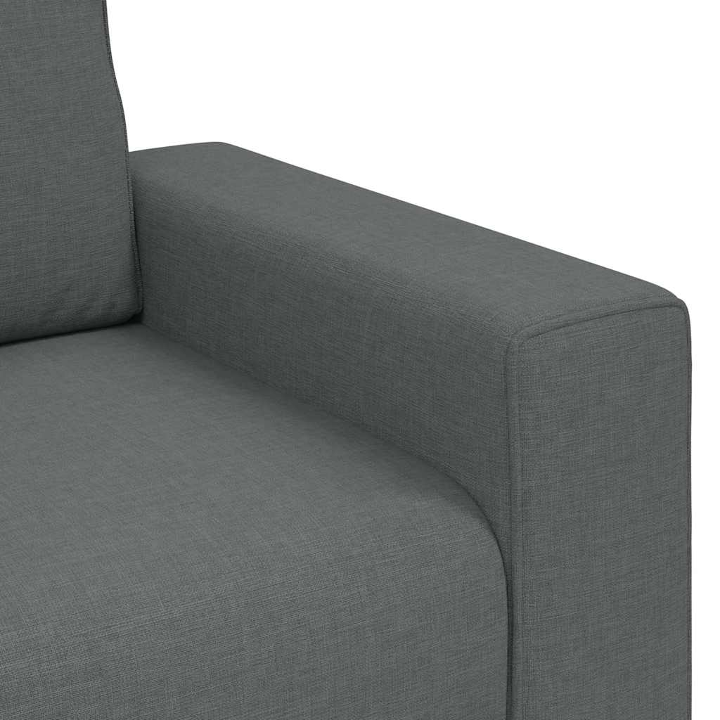 2-tlg. Sofagarnitur mit Kissen Dunkelgrau Stoff