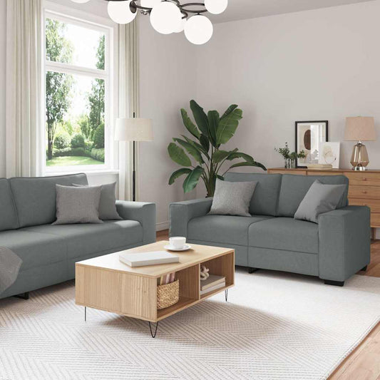 Ensemble de canapé 2 pièces avec coussins en tissu gris foncé