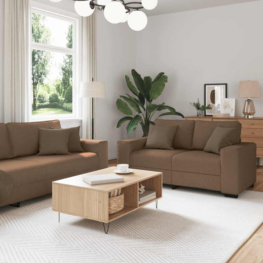 Ensemble de canapé 2 pièces avec coussins en tissu marron