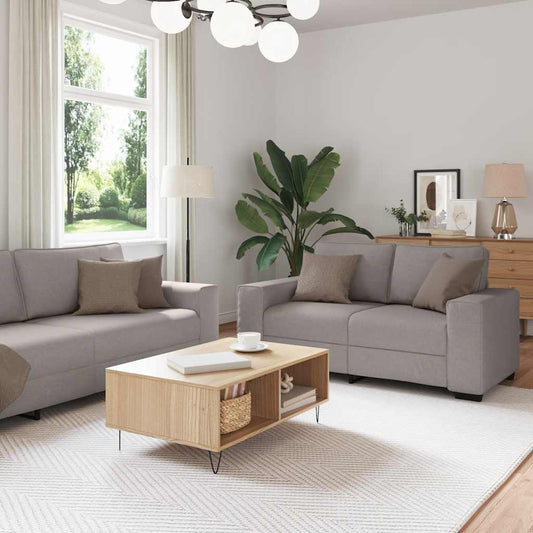 Ensemble de canapé 2 pièces avec coussins en tissu taupe