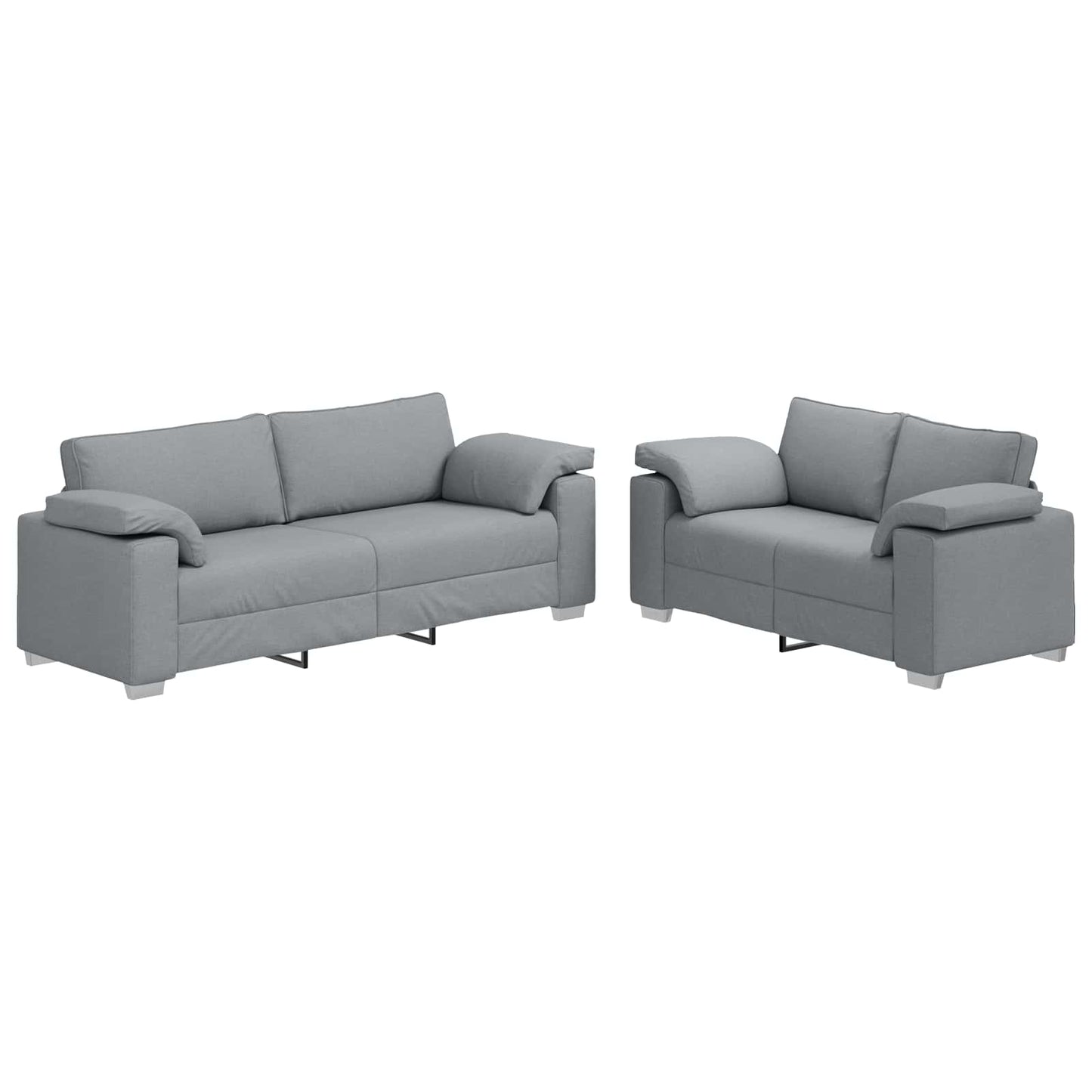 Sofa 2 Stk. Hellgrau Stoff