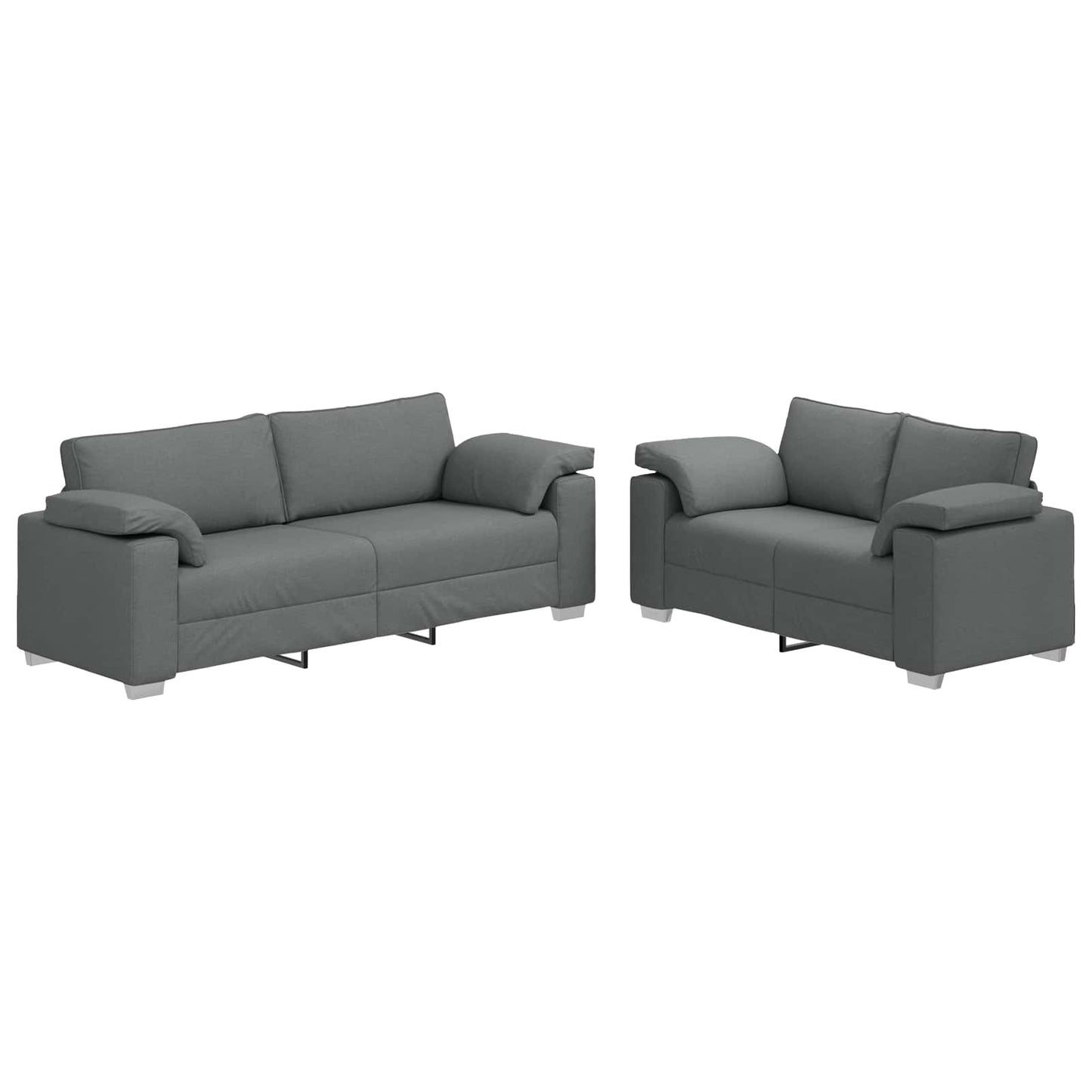 Sofa 2 stk. Dunkelgrau Stoff