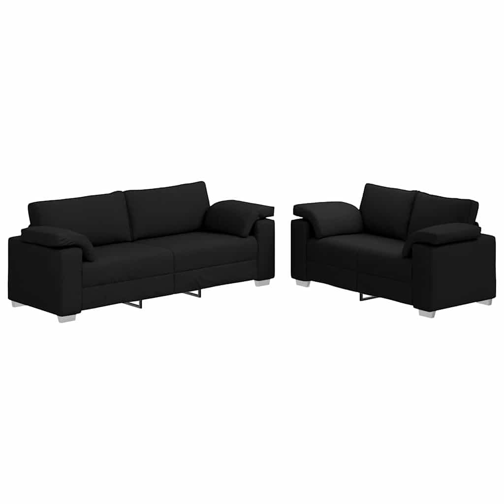 Sofa Set 2 pcs Schwarz 219 x 77 x 82 cm Stoff