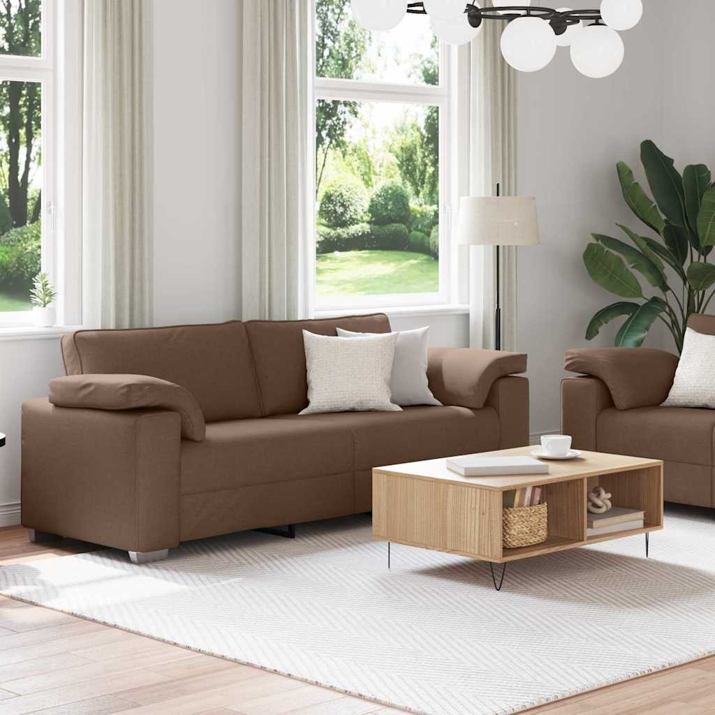 Sofa Set 2 pcs Braun 219 x 77 x 82 cm Stoff