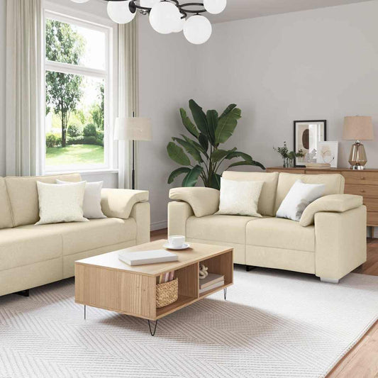 Sofa Set 2 pcs Creme 219 x 77 x 82 cm Stoff