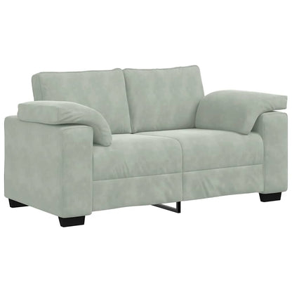 2-teiliges Sofa-Set mit Kissen, hellgrauer Samt