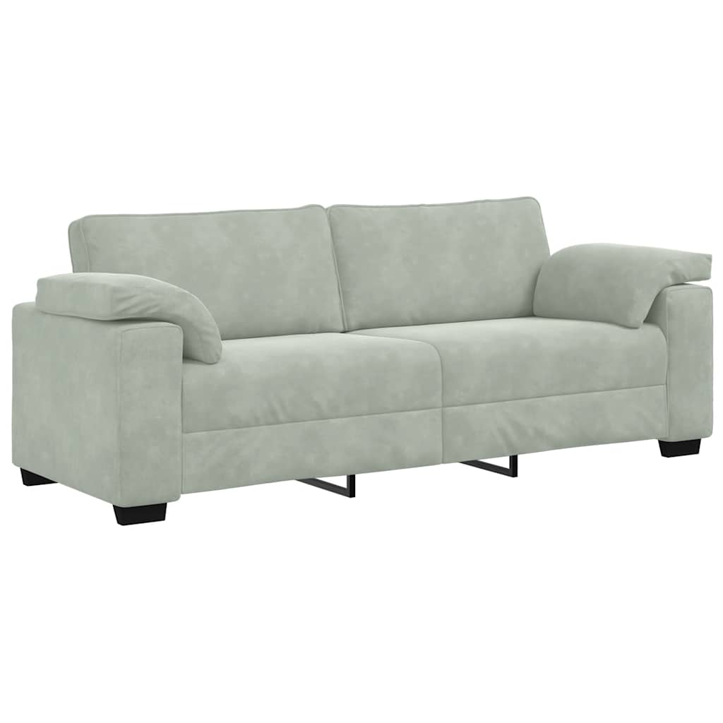 2-teiliges Sofa-Set mit Kissen, hellgrauer Samt