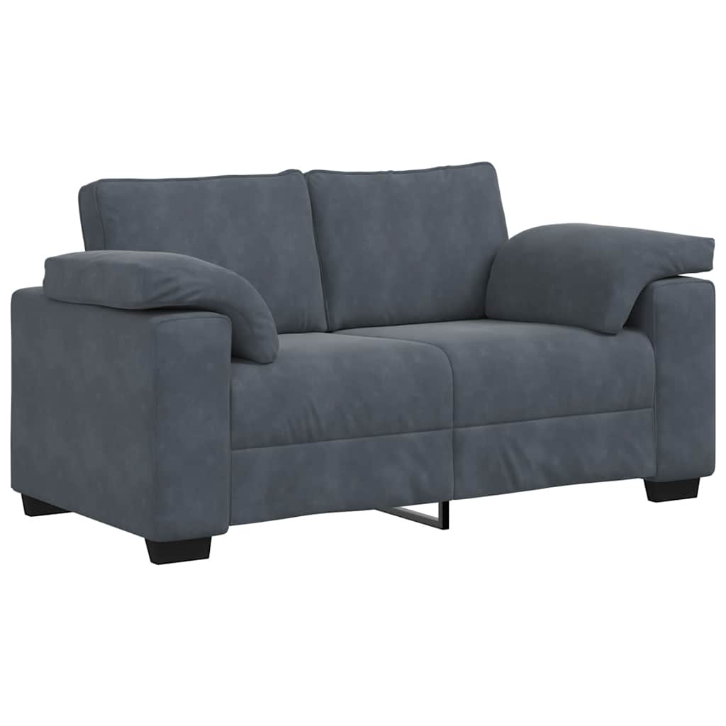 2-teiliges Sofa-Set mit Kissen, dunkelgrauer Samt