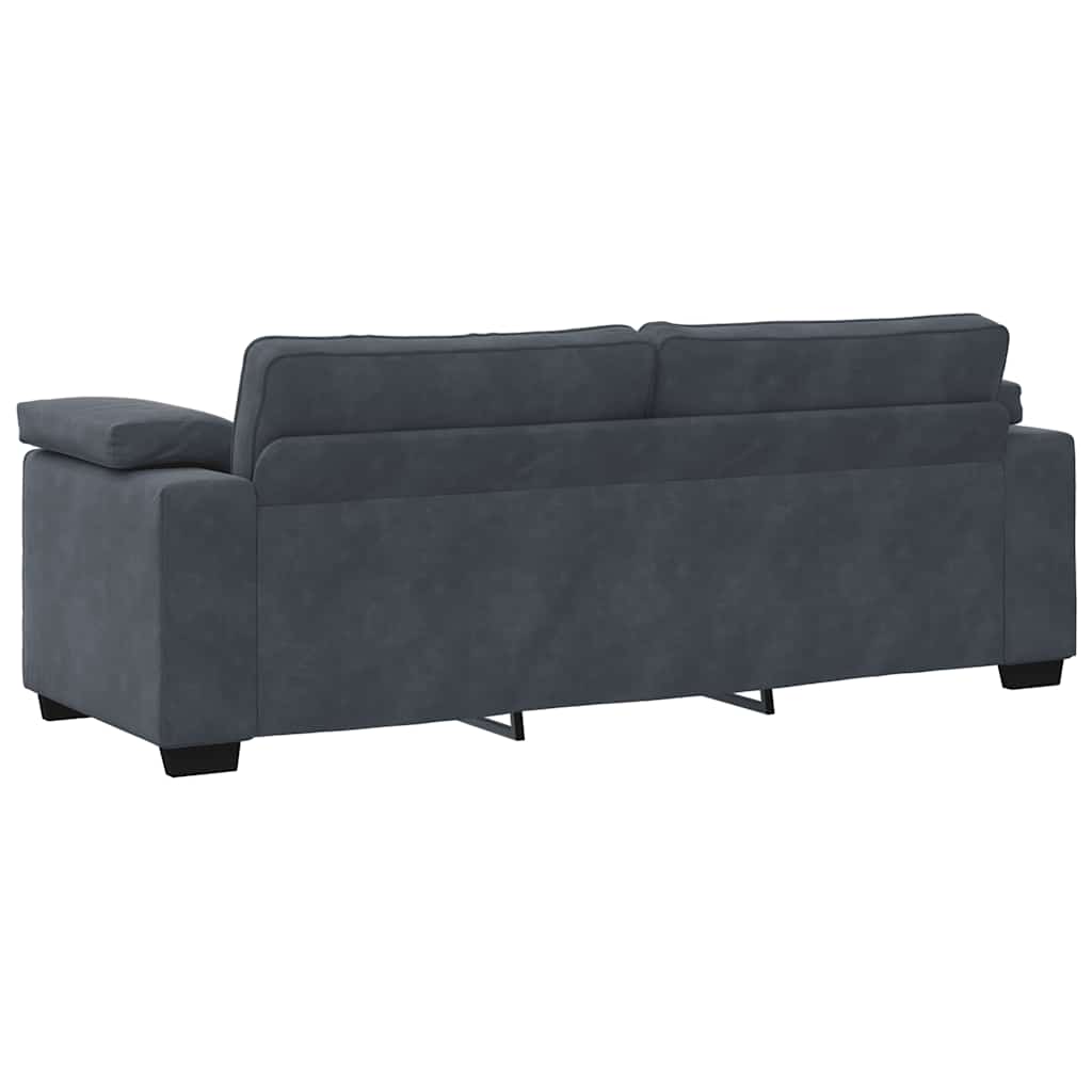 2-teiliges Sofa-Set mit Kissen, dunkelgrauer Samt