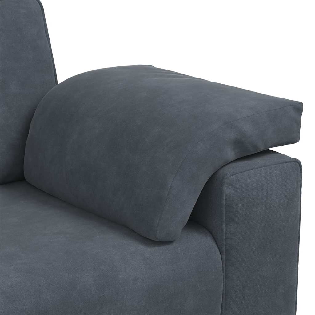 2-teiliges Sofa-Set mit Kissen, dunkelgrauer Samt