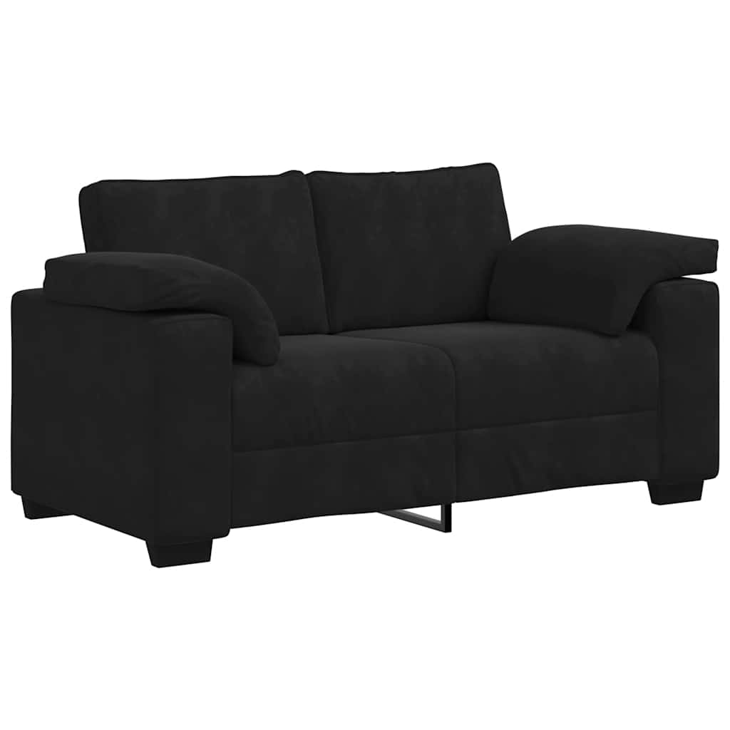 2-teiliges Sofa-Set mit Kissen, schwarzer Samt