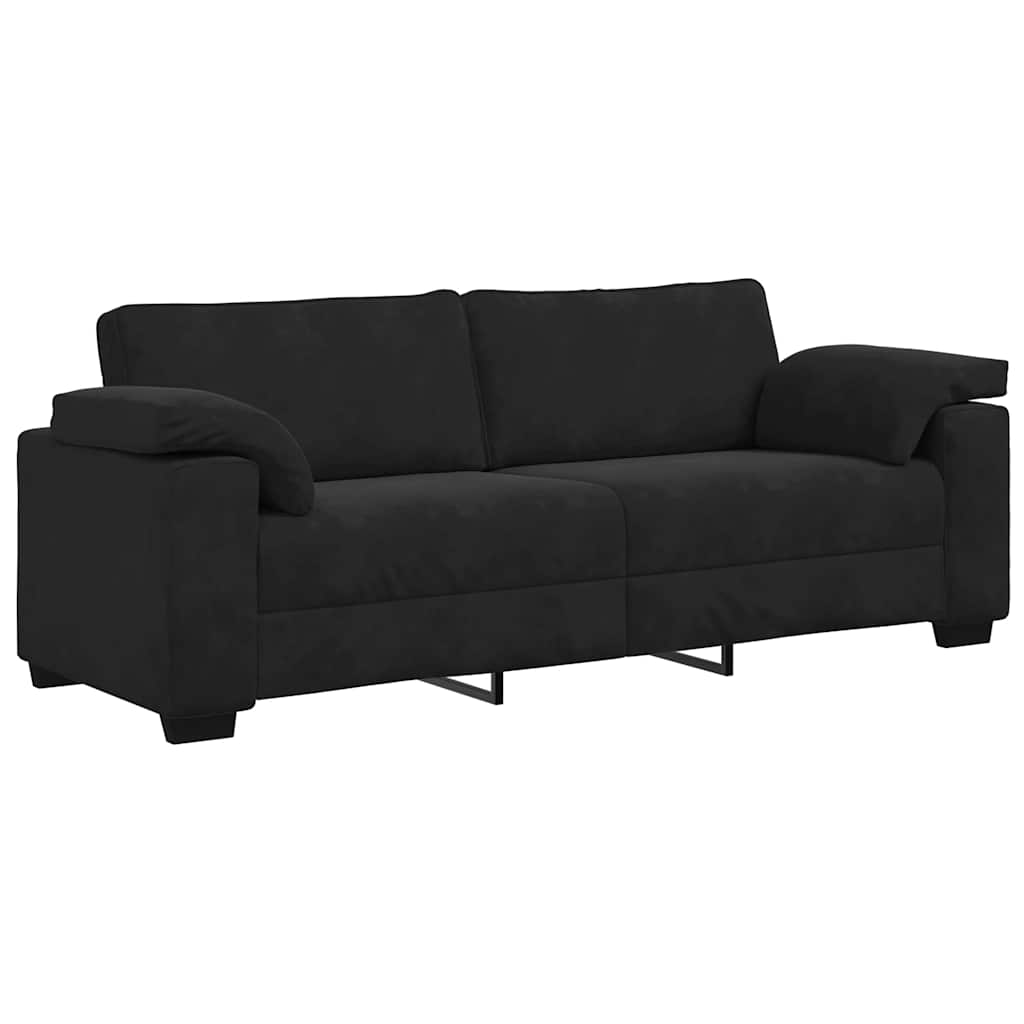 2-teiliges Sofa-Set mit Kissen, schwarzer Samt