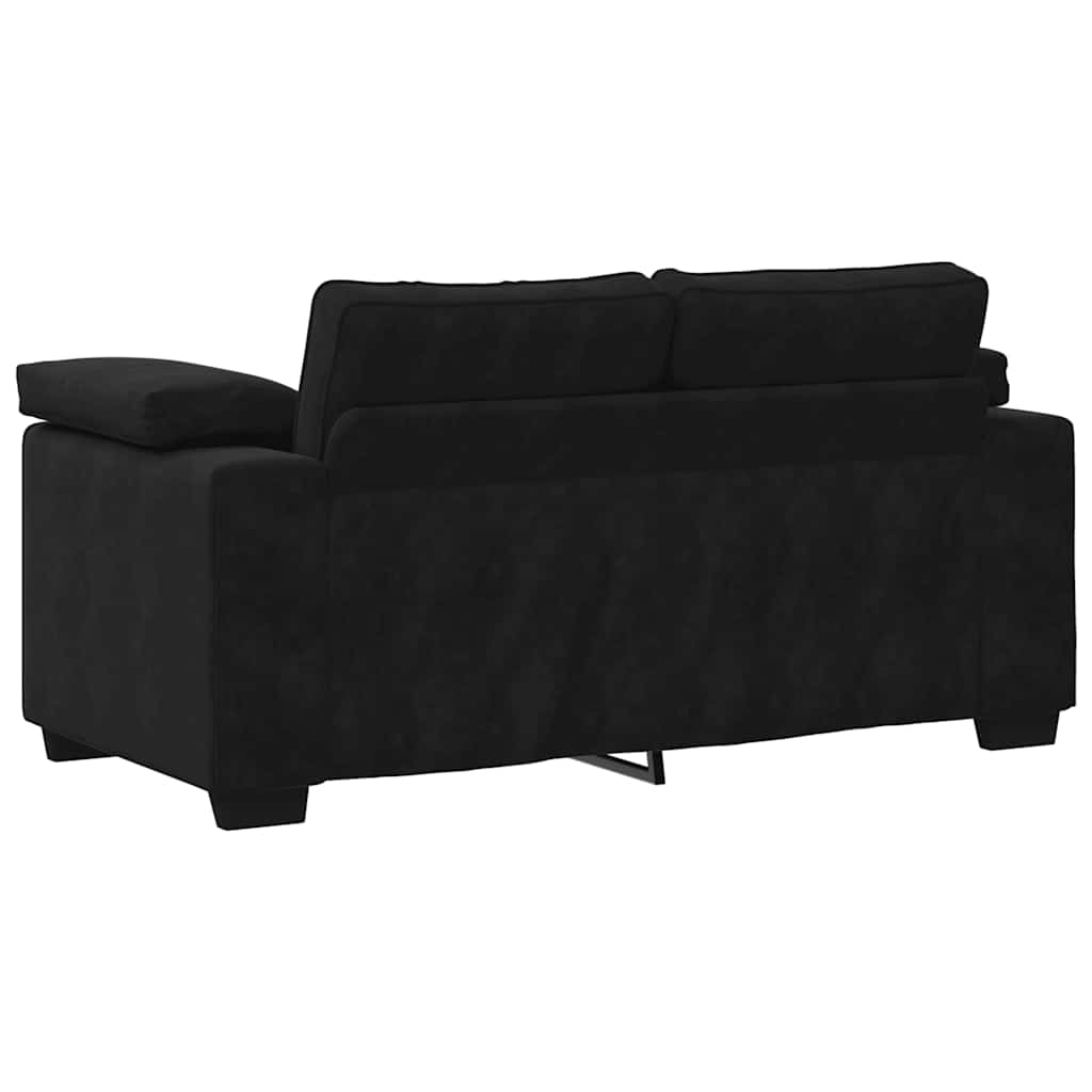2-teiliges Sofa-Set mit Kissen, schwarzer Samt