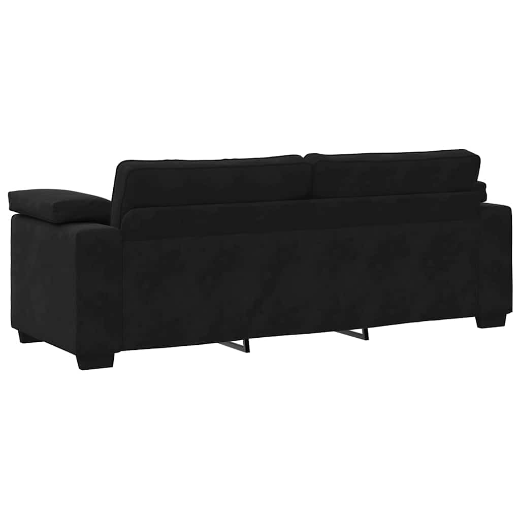 2-teiliges Sofa-Set mit Kissen, schwarzer Samt