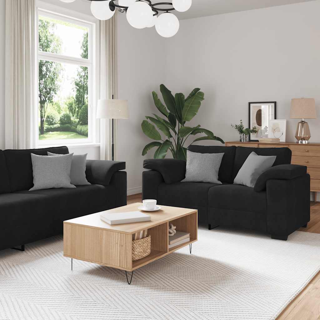 2-teiliges Sofa-Set mit Kissen, schwarzer Samt