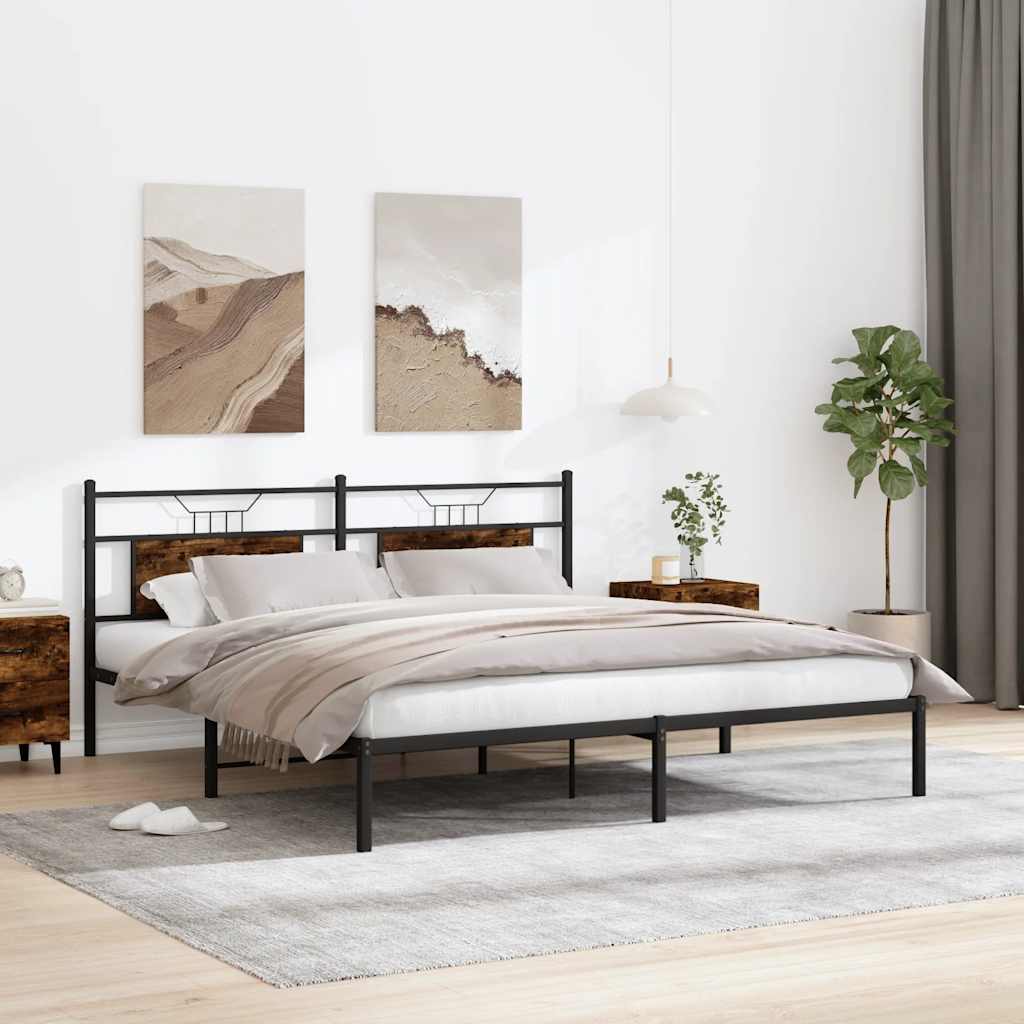 Bettgestell ohne Matratze Räuchereiche 183x203 cm Holzwerkstoff