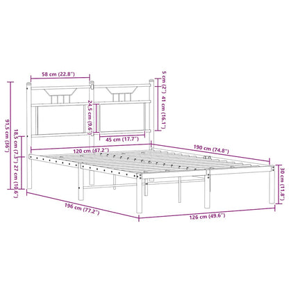 Bettgestell ohne Matratze Sonoma-Eiche 120x190 cm Holzwerkstoff
