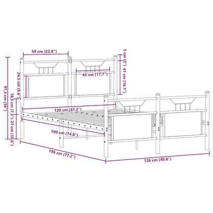 Bettgestell ohne Matratze Sonoma-Eiche 120x190 cm Holzwerkstoff