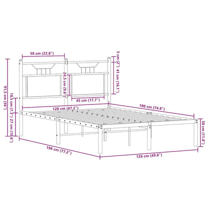 Bettgestell ohne Matratze Braun Eiche 120x190 cm Holzwerkstoff