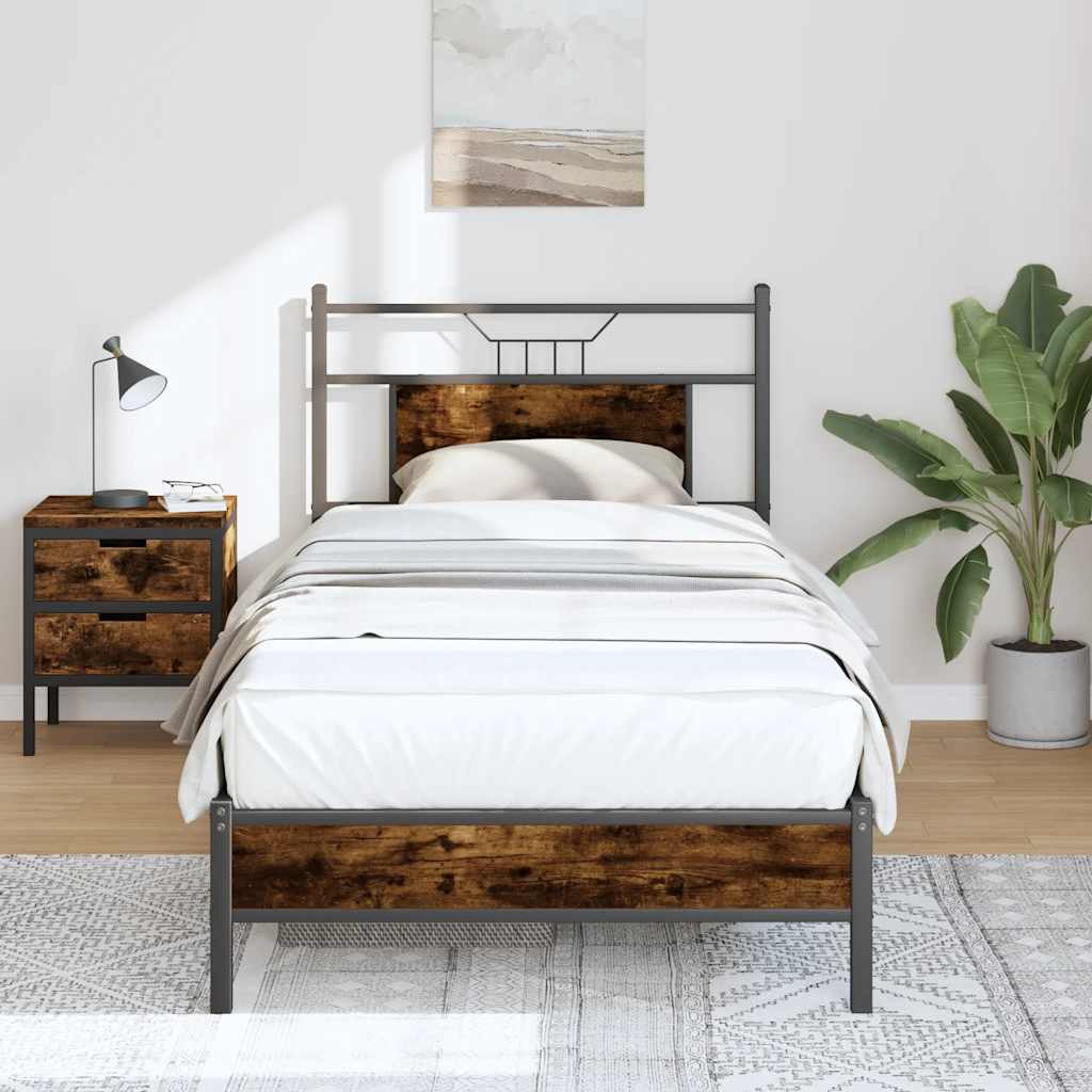 Bettgestell ohne Matratze Räuchereiche 80x200 cm Holzwerkstoff