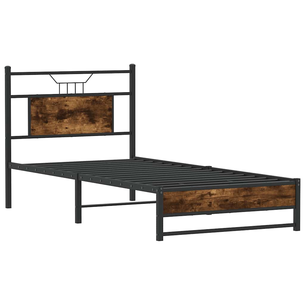 Bettgestell ohne Matratze Räuchereiche 90x190 cm Holzwerkstoff